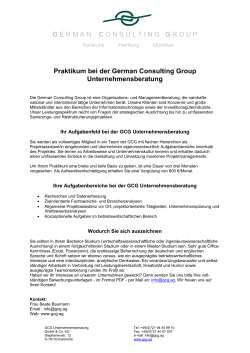 Praktikum bei der German Consulting Group Unternehmensberatung