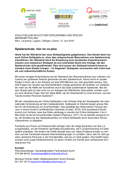 Spielerschutz: rien ne va plus