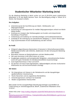 Studentischer Mitarbeiter Marketing (m/w)