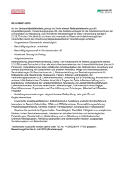 GZ A 0048/1-2016 An der Universit&auml;tsbibliothek gelangt die Stelle