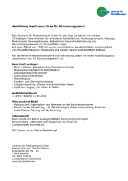 Ausbildung Kaufmann/-frau für Büromanagement