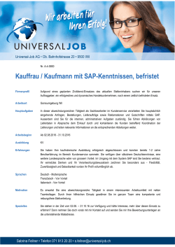 Kauffrau / Kaufmann mit SAP-Kenntnissen, befristet