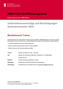HWR-PLUS Zertifikatsprogramm