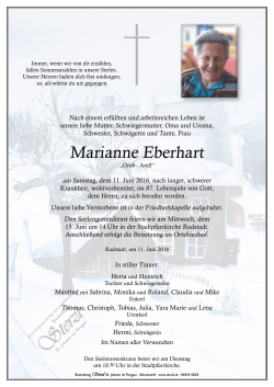 Marianne Eberhart - Bestattung Sterzl