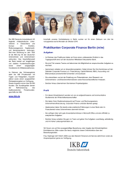 Praktikanten Corporate Finance Berlin (m/w)