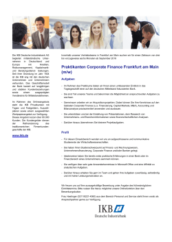 Praktikanten Corporate Finance Frankfurt am Main