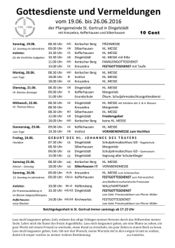Gottesdienste und Vermeldungen