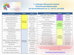 1. Limburger Männerchor Festival Teilnehmende Männerchöre am