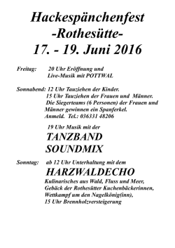 Hackesp&auml;nchenfest - Gasthaus Waldfrieden