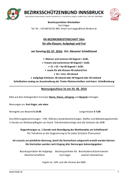Einladung KK 50 m BEZM 2016 - Bezirksschützenbund Innsbruck