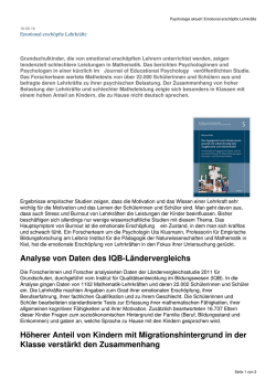 Psychologie aktuell: Emotional erschöpfte Lehrkräfte