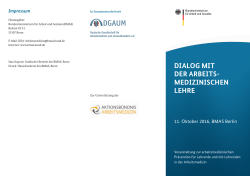 Einladung zum Dialog mit der arbeitsmedizinischen Lehre