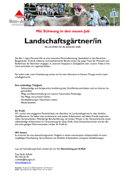 Landschaftsgärtner/in - Bau+Agro Personal AG