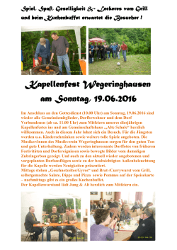 Kapellenfest Wegeringhausen am Sonntag, 19.06.2016