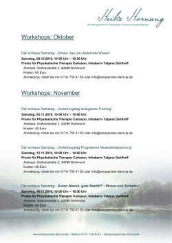 Workshops: Oktober Workshops: November