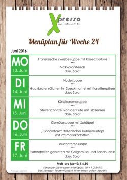 Menüplan der Woche