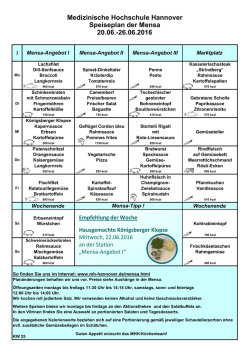 Medizinische Hochschule Hannover Speiseplan der Mensa 13.06