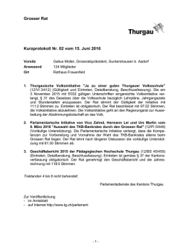 Grosser Rat Kurzprotokoll Nr. 02 vom 15. Juni 2016