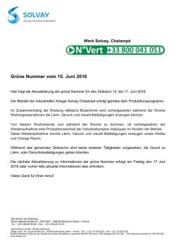 Gr&uuml;ne Nummer vom 10. Juni 2016