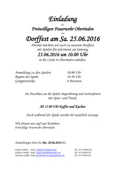 Einladung Dorffest am Sa. 25.06.2016