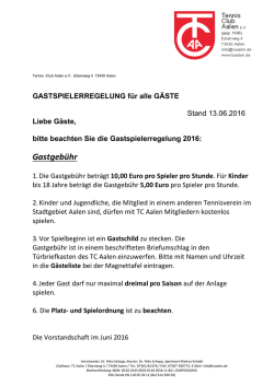 Informationen f&uuml;r Gastspieler