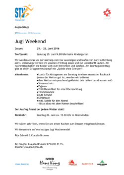 Infos Jugiweekend 2016