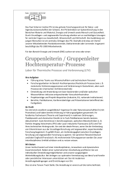 Gruppenleiter (m/w) Hochtemperatur-Prozesse