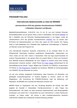 Pressemitteilung: Internationale Spitzenanwälte zu Gast bei BRANDI