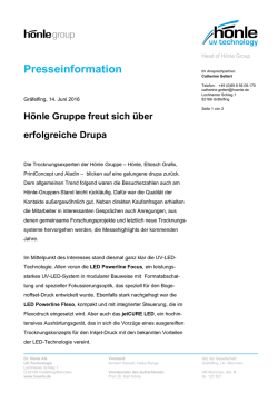 H&ouml;nle Gruppe freut sich &uuml;ber erfolgreiche Drupa