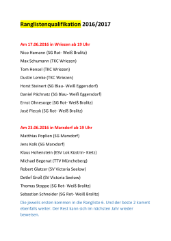 Ranglistenqualifikation 2016/2017 Am 17.06.2016 in Wriezen ab 19