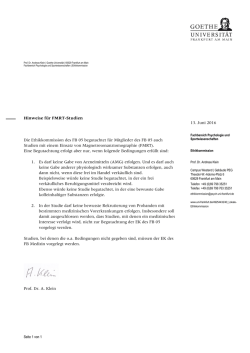 Hinweise f&uuml;r FMRT-Studien - Goethe