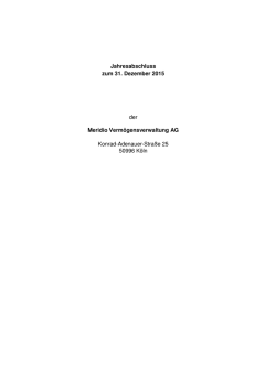Jahresabschluss zum 31. Dezember 2015 der Meridio