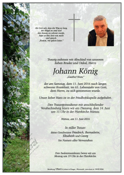 Johann König - Bestattung Sterzl