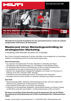 Masterand (m/w) Marketingcontrolling im strategischen Marketing