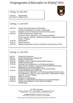 Festprogramm Schützenfest in Elsdorf 2016