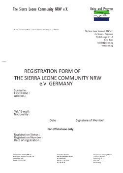 REGISTRATION FORM OF THE SIERRA LEONE - SLC-NRW