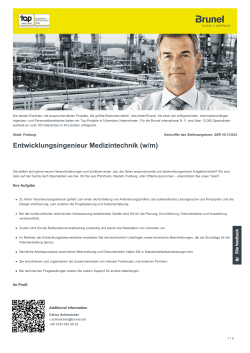Entwicklungsingenieur Medizintechnik Job in Freiburg