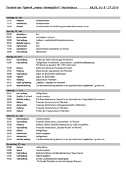 Termine der Pfarrei „Maria Himmelfahrt“ Hachenburg 18.06. bis