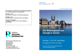 Die Wirkungszeit von Zwingli in Zürich