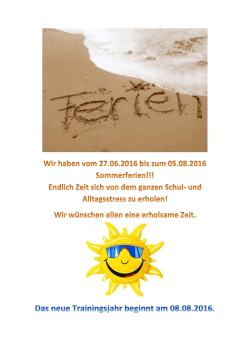 Info-Blatt: Sommerferien 2016