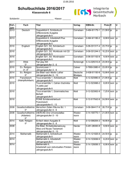 Schulbuchliste 6 IGS – 2016-2017