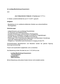 Im Landtag Mecklenburg-Vorpommern wird eine Volljuristin/ein