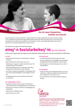 eine/-n Sozialarbeiter/-in (30 Std./Woche)