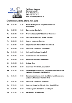 Spielplan - Full Steam Jazzband