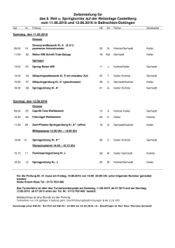 Zeiteinteilung für RC Castellberg Juni 2016