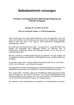 Selbstbestimmt vorsorgen - Oldendorf