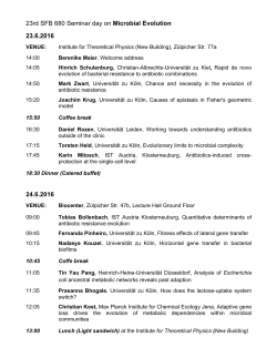 23rd SFB 680 Seminar day on Microbial Evolution 23.6.2016 24.6