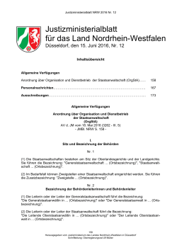 JMBl. Ausgabe Nr. 12 v. 15. Juni 2016 - NRW-Justiz