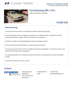 Ford Mustang 289 (1966) 16.800 EUR