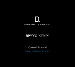 Owner`s Manual - Definitive Technology